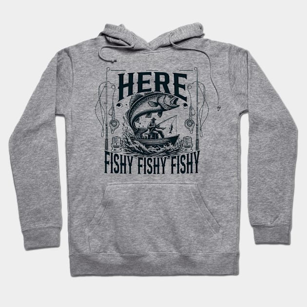 Funny Bass Fishing Here Fishy Fisherman Summer Fishing Lover Hoodie by cyryley